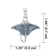 Manta Ray Aboriginal Sterling Silver Pendant TPD4878 - DiveSilver Jewelry
